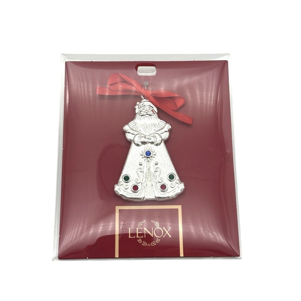LENOX Jeweled Santa Claus Christmas Ornament/Charm Silver - NEW
